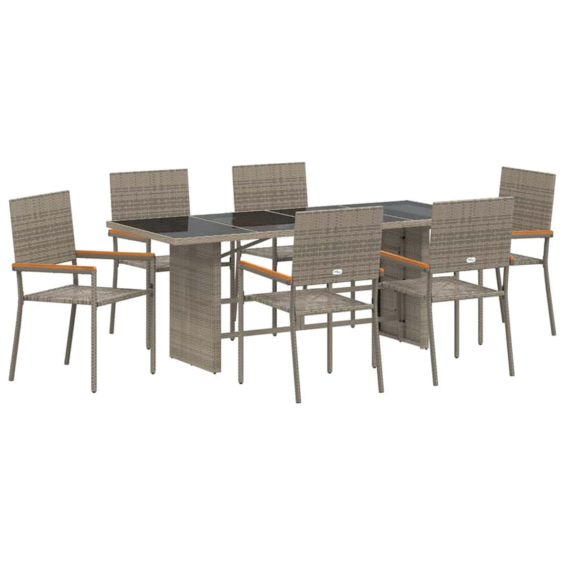 vidaXL Kert étkező szett 7 pcs Szürke 190 x 80 x 75 cm polirattan