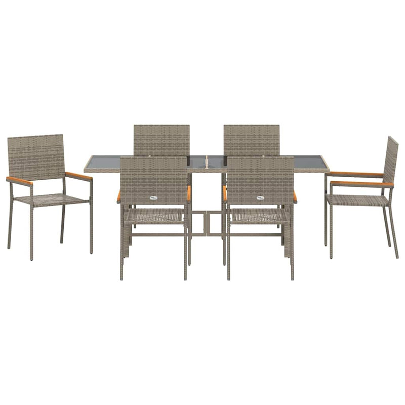 vidaXL Kert étkező szett 7 pcs Szürke 190 x 80 x 75 cm polirattan