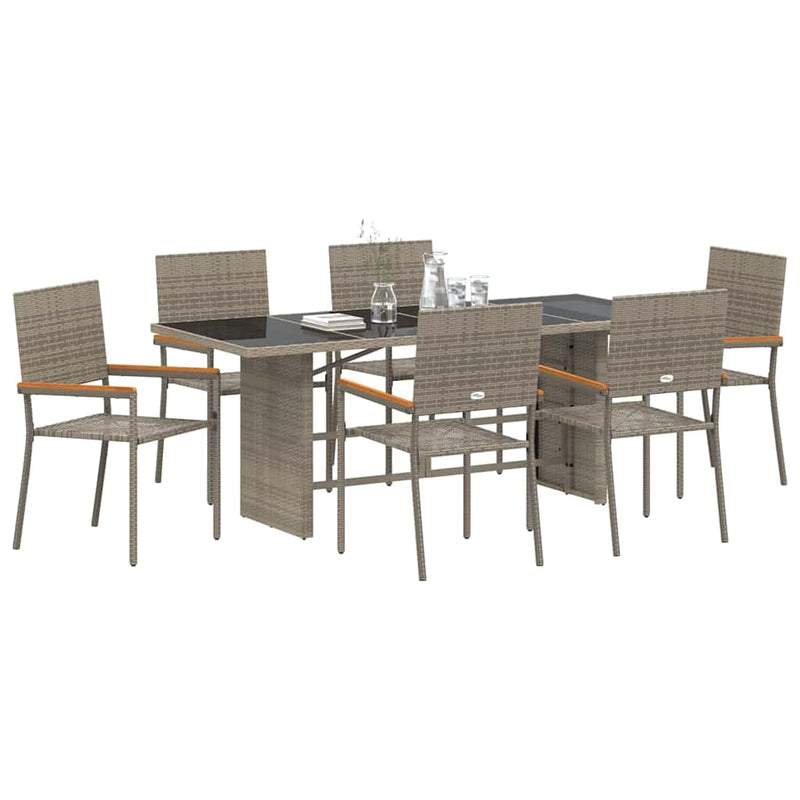 vidaXL Kert étkező szett 7 pcs Szürke 190 x 80 x 75 cm polirattan