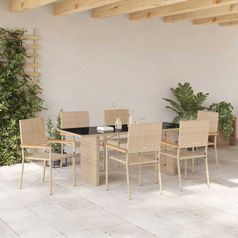 vidaXL Kert étkező szett 7 pcs Bézs 190 x 80 x 75 cm polirattan