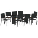vidaXL Kert étkező szett 9 pcs Fekete polirattan