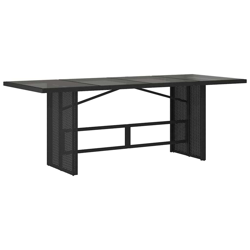 vidaXL Kert étkező szett 9 pcs Fekete 190 x 80 x 75 cm polirattan