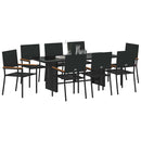 vidaXL Kert étkező szett 9 pcs Fekete 190 x 80 x 75 cm polirattan