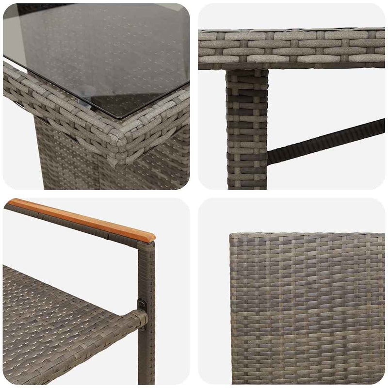 vidaXL Kert étkező szett 9 pcs Szürke 190 x 80 x 75 cm polirattan