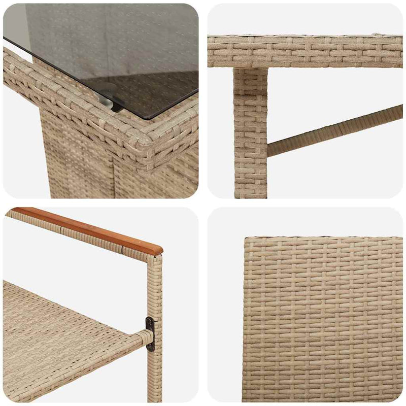 vidaXL Kert étkező szett 9 pcs Bézs 190 x 80 x 75 cm polirattan