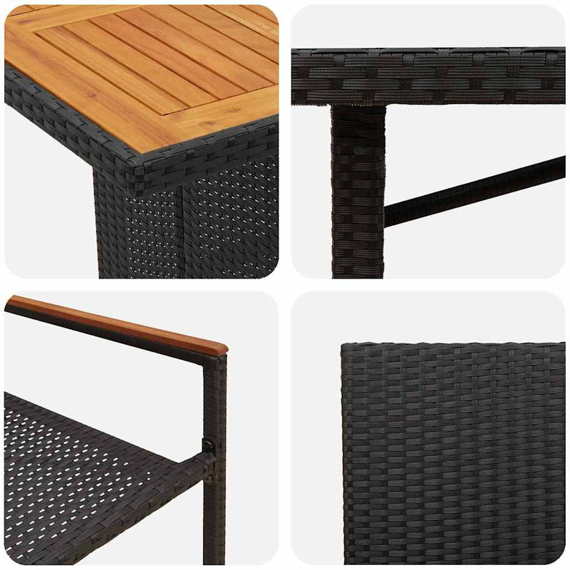 vidaXL Kert étkező szett 7 pcs Fekete és Barna 190 x 80 x 75 cm