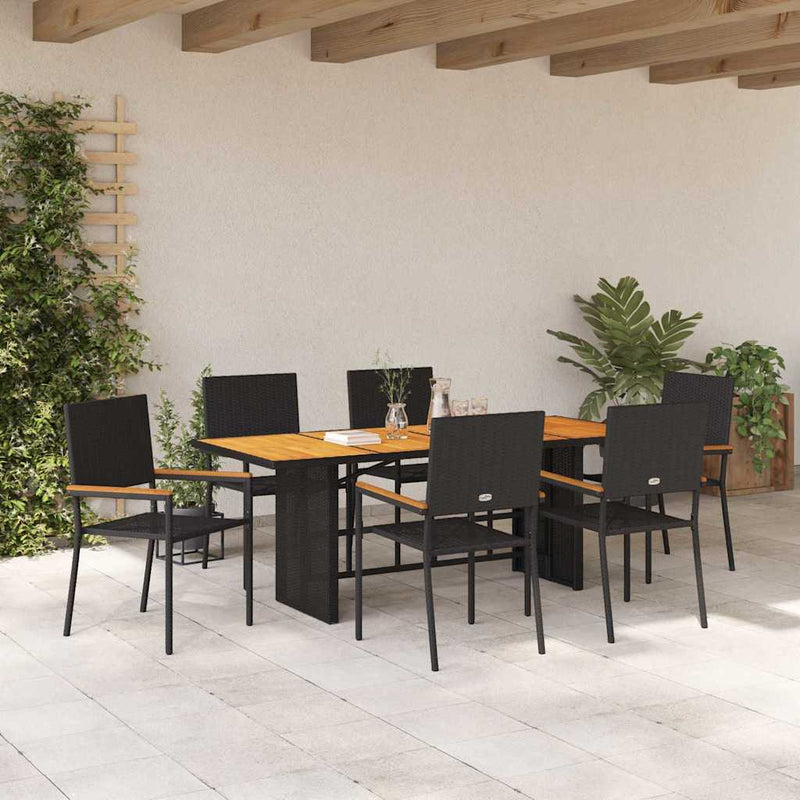 vidaXL Kert étkező szett 7 pcs Fekete és Barna 190 x 80 x 75 cm