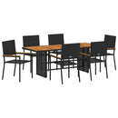 vidaXL Kert étkező szett 7 pcs Fekete polirattan