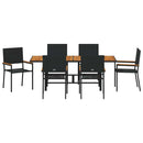 vidaXL Kert étkező szett 7 pcs Fekete polirattan