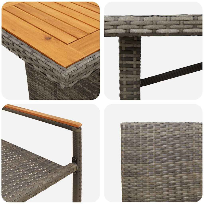 vidaXL Kert étkező szett 7 pcs Szürke 190 x 80 x 75 cm polirattan