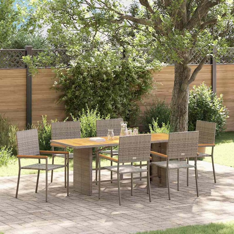 vidaXL Kert étkező szett 7 pcs Szürke 190 x 80 x 75 cm polirattan