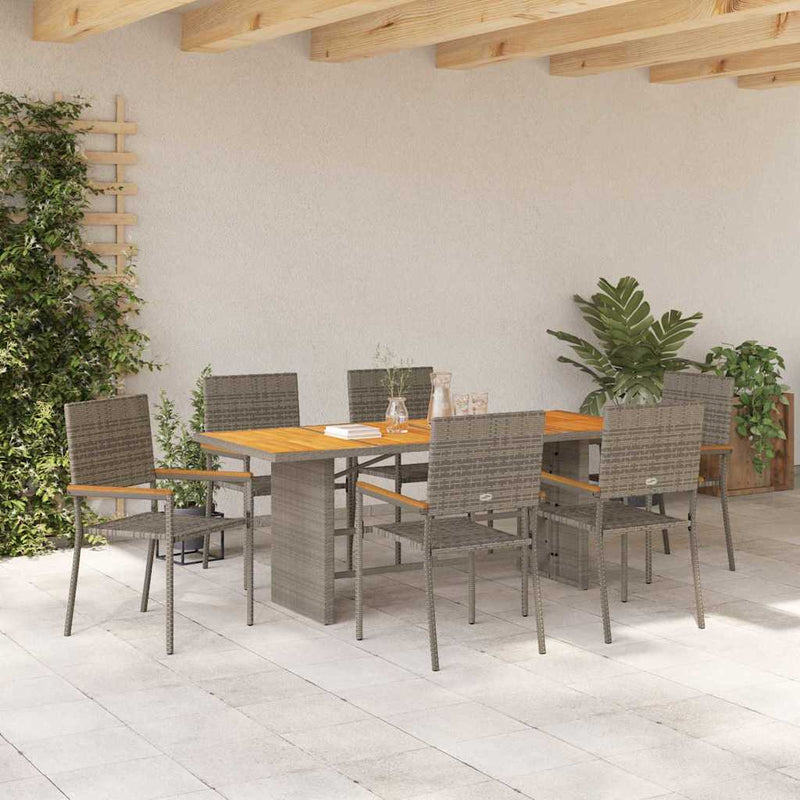 vidaXL Kert étkező szett 7 pcs Szürke 190 x 80 x 75 cm polirattan