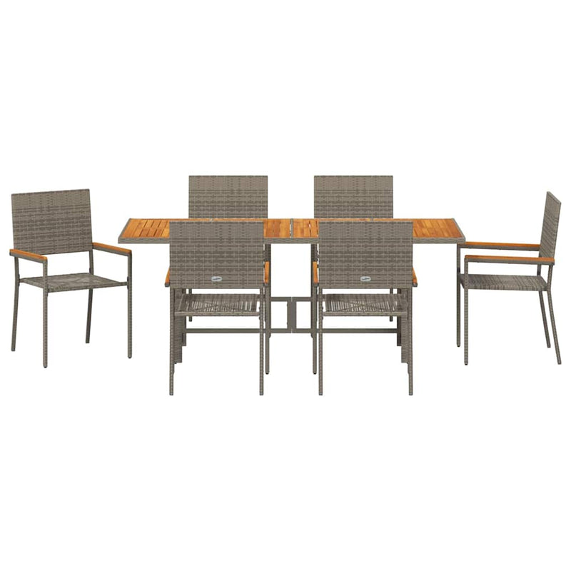 vidaXL Kert étkező szett 7 pcs Szürke 190 x 80 x 75 cm polirattan