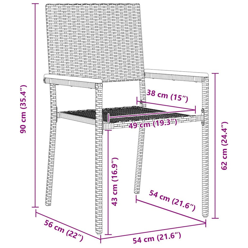 vidaXL Kert étkező szett 7 pcs Szürke 190 x 80 x 75 cm polirattan