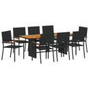 vidaXL Kert étkező szett 9 pcs Fekete polirattan