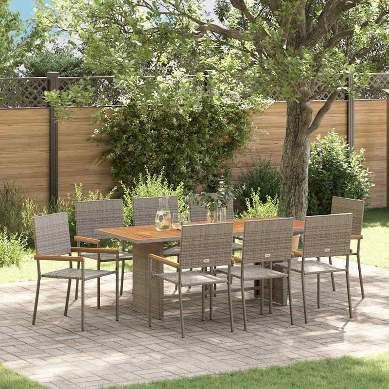 vidaXL Kert étkező szett 9 pcs Szürke 190 x 80 x 75 cm polirattan