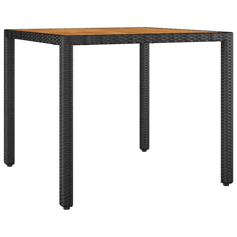 vidaXL Kert étkező szett 3 pcs Fekete 90 x 90 x 75 cm polirattan