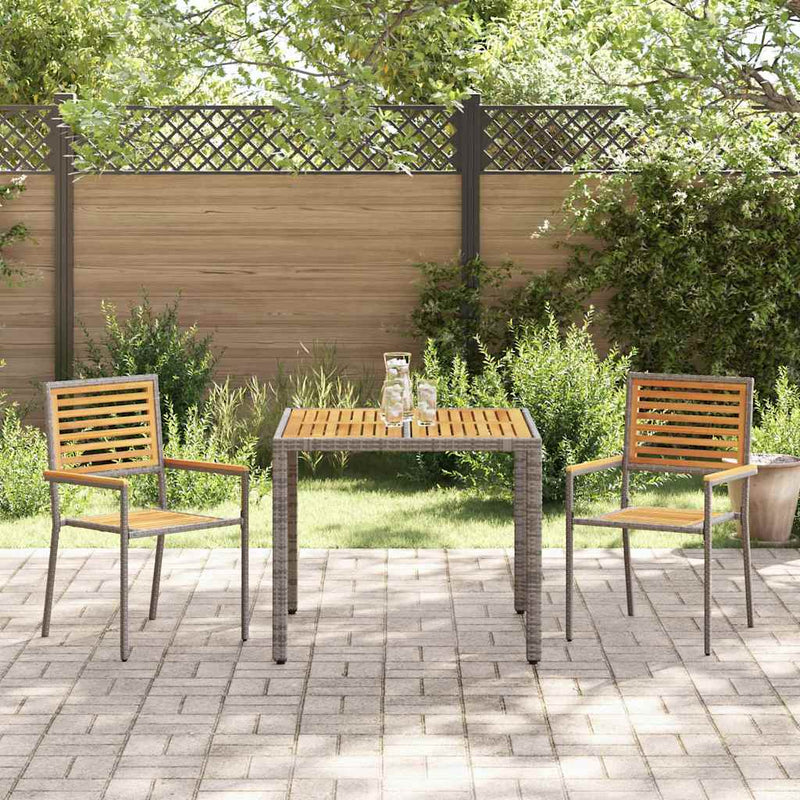 vidaXL Kert étkező szett 3 pcs Szürke 90 x 90 x 75 cm polirattan