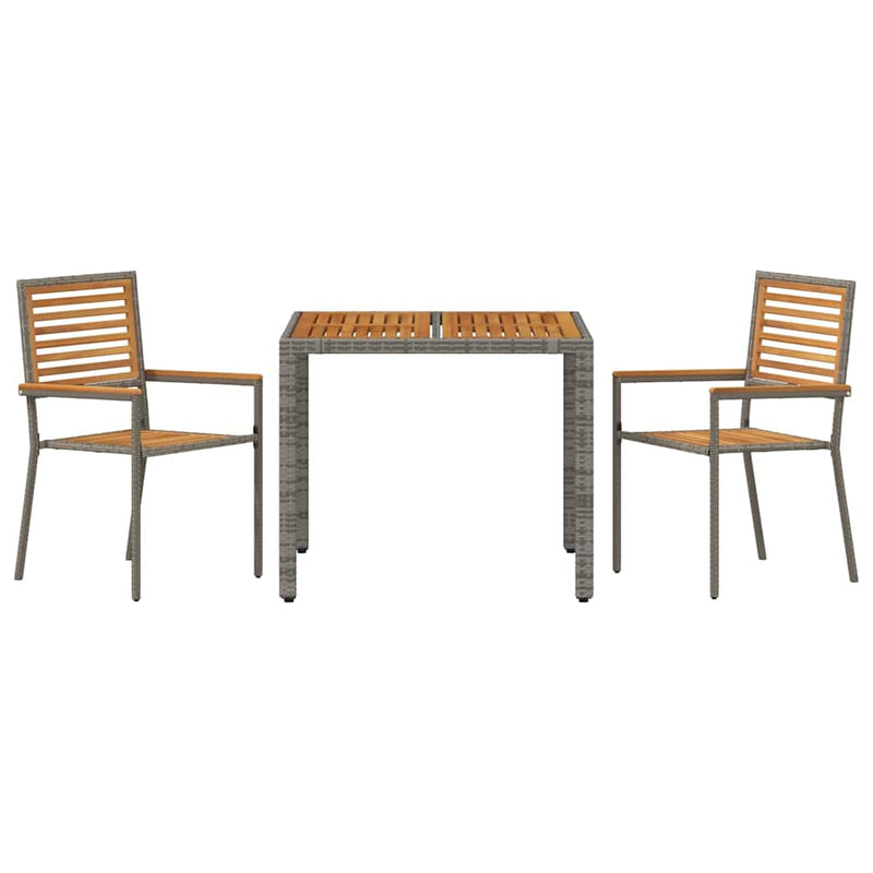 vidaXL Kert étkező szett 3 pcs Szürke 90 x 90 x 75 cm polirattan