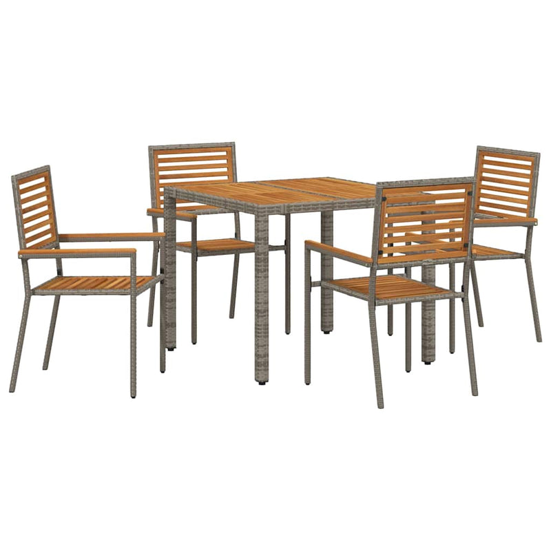 vidaXL Kert étkező szett 5 pcs Szürke 90 x 90 x 75 cm polirattan