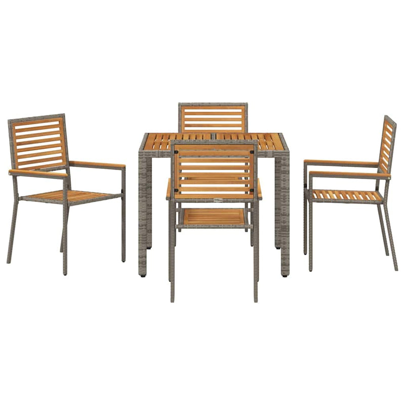 vidaXL Kert étkező szett 5 pcs Szürke 90 x 90 x 75 cm polirattan