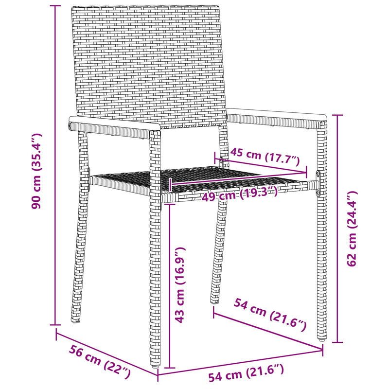 vidaXL Kert étkező szett 5 pcs Szürke polirattan
