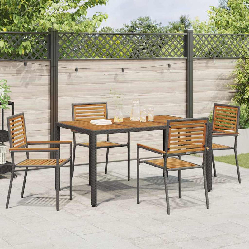 vidaXL Kert étkező szett 5 pcs Fekete 150 x 90 x 75 cm polirattan