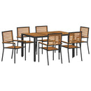 vidaXL Kert étkező szett 7 pcs Fekete 150 x 90 x 75 cm polirattan