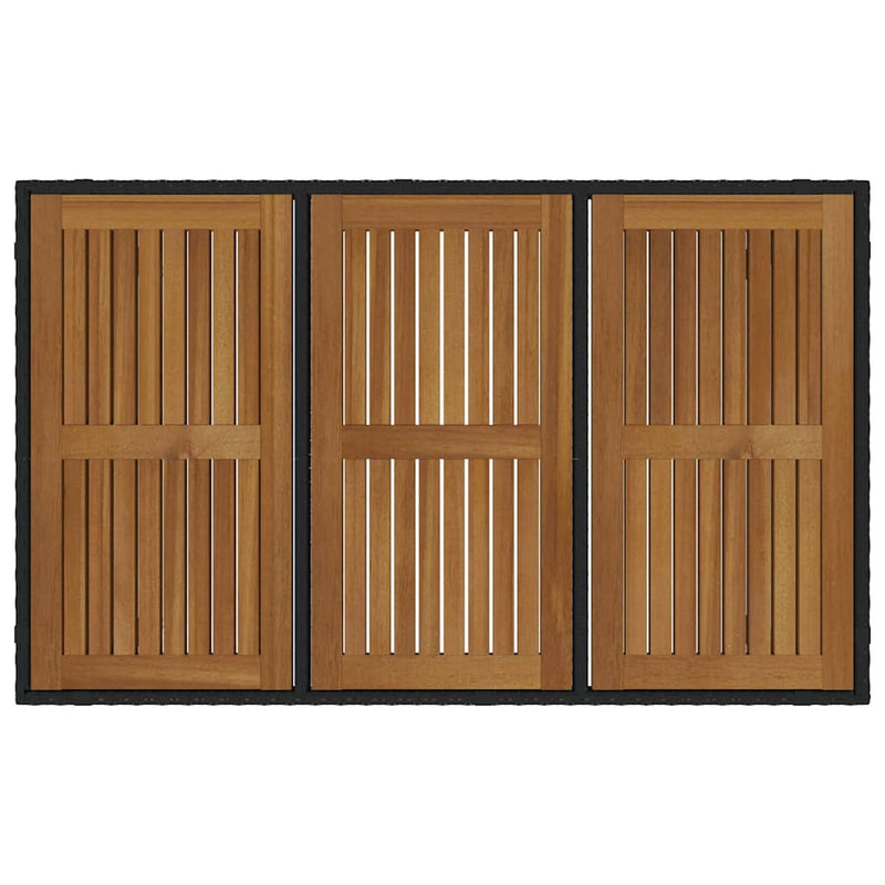 vidaXL Kert étkező szett 7 pcs Fekete 150 x 90 x 75 cm polirattan