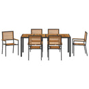 vidaXL Kert étkező szett 7 pcs Fekete és Fa polirattan