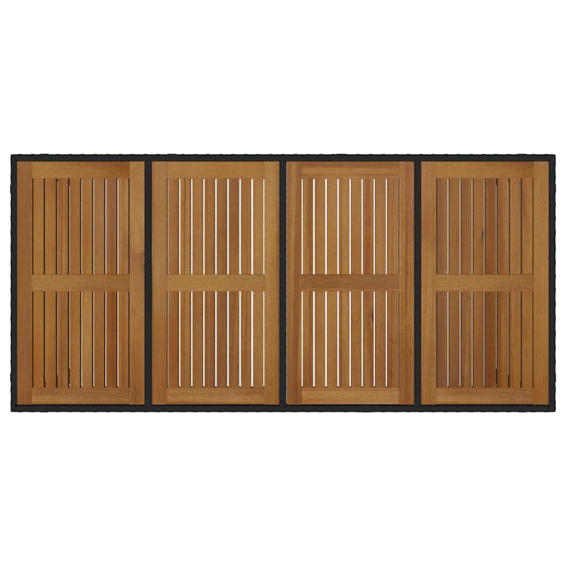 vidaXL Kert étkező szett 7 pcs Fekete és Fa 190 x 90 x 75 cm
