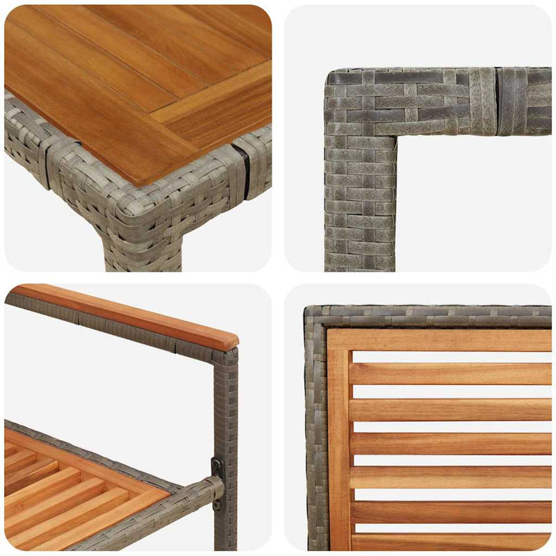 vidaXL Kert étkező szett 7 pcs Szürke 190 x 90 x 75 cm polirattan