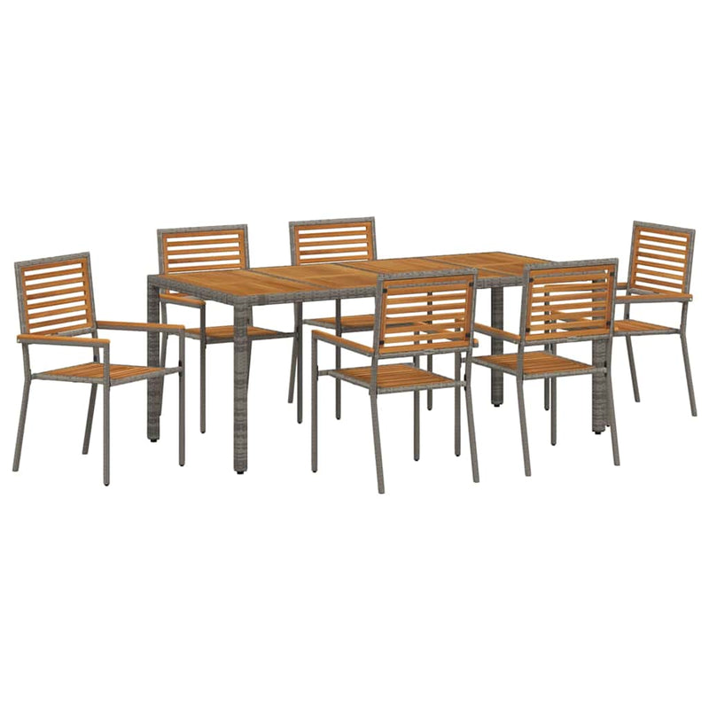 vidaXL Kert étkező szett 7 pcs Szürke 190 x 90 x 75 cm polirattan