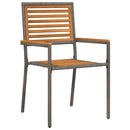 vidaXL Kert étkező szett 7 pcs Szürke 190 x 90 x 75 cm polirattan