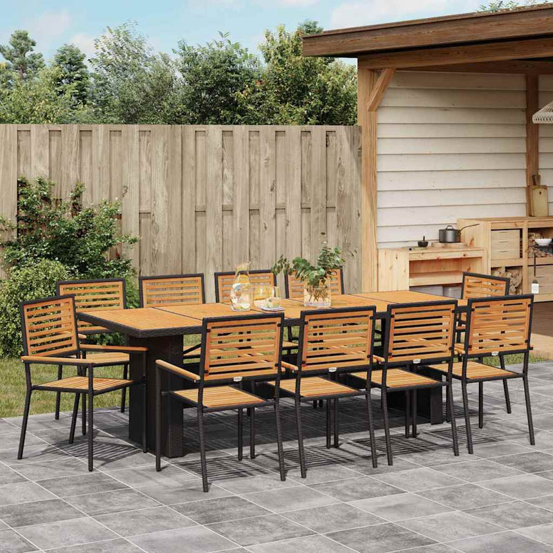 vidaXL Kert étkező szett 11 pcs Fekete 240 x 90 x 75 cm polirattan