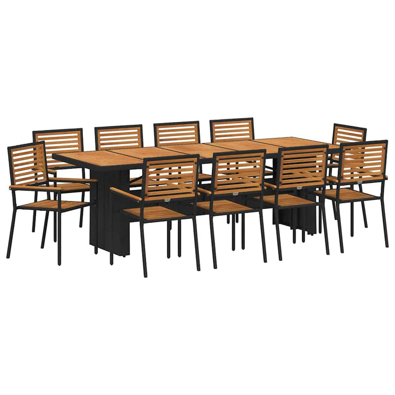 vidaXL Kert étkező szett 11 pcs Fekete 240 x 90 x 75 cm polirattan