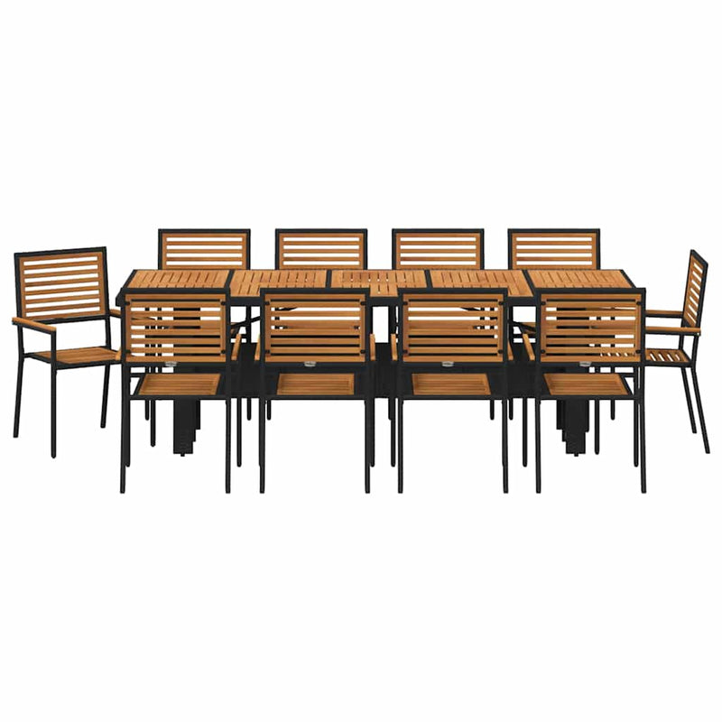 vidaXL Kert étkező szett 11 pcs Fekete 240 x 90 x 75 cm polirattan
