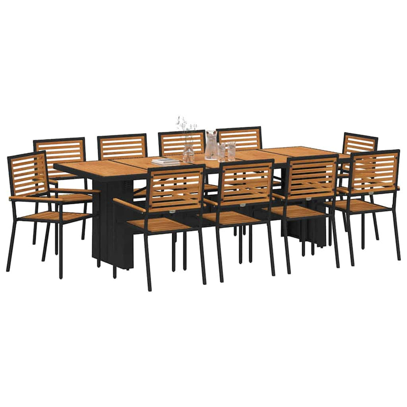 vidaXL Kert étkező szett 11 pcs Fekete 240 x 90 x 75 cm polirattan