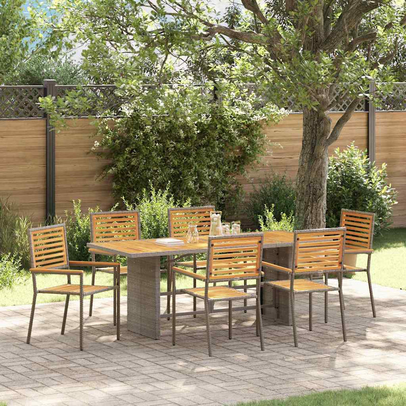 vidaXL Kert étkező szett 7 pcs Szürke 190 x 80 x 75 cm polirattan