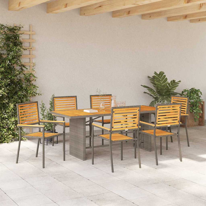 vidaXL Kert étkező szett 7 pcs Szürke 190 x 80 x 75 cm polirattan