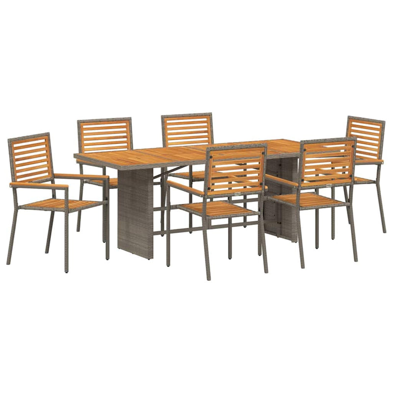vidaXL Kert étkező szett 7 pcs Szürke 190 x 80 x 75 cm polirattan