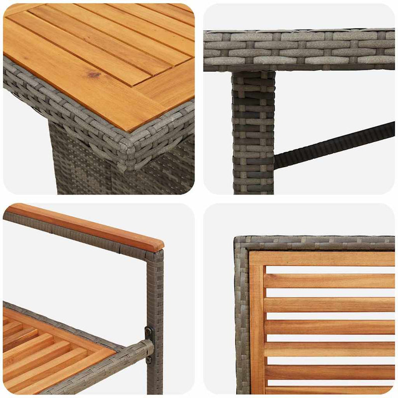 vidaXL Kert étkező szett 9 pcs Szürke 190 x 80 x 75 cm polirattan