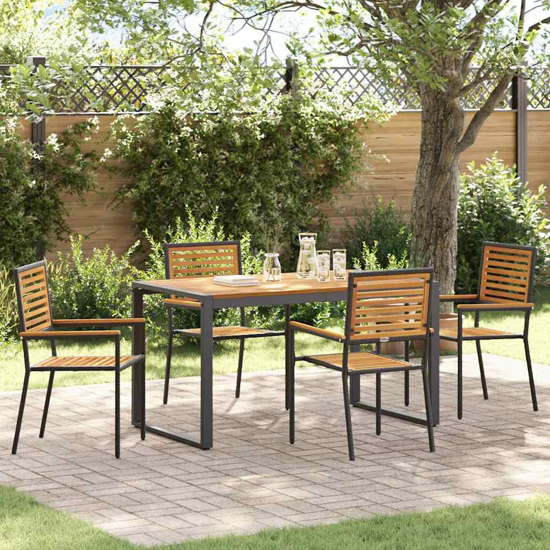 vidaXL Kert étkező szett 5 pcs Fekete és Fa 140 x 80 x 75 cm
