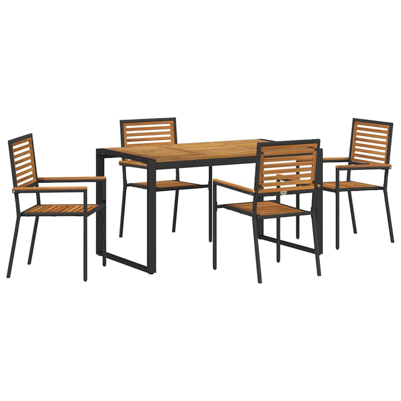 vidaXL Kert étkező szett 5 pcs Fekete és Fa 140 x 80 x 75 cm