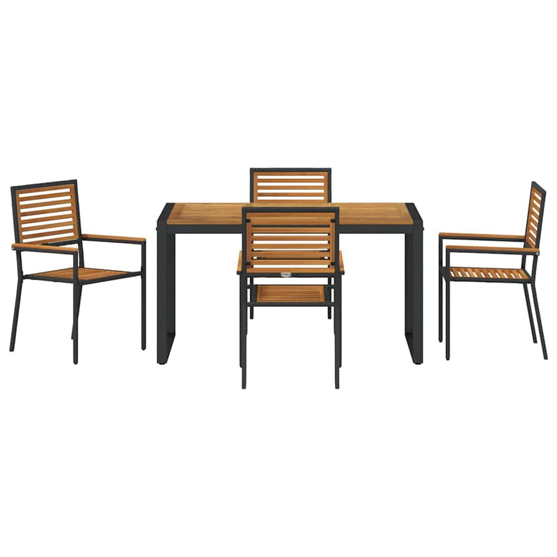 vidaXL Kert étkező szett 5 pcs Fekete és Fa 140 x 80 x 75 cm