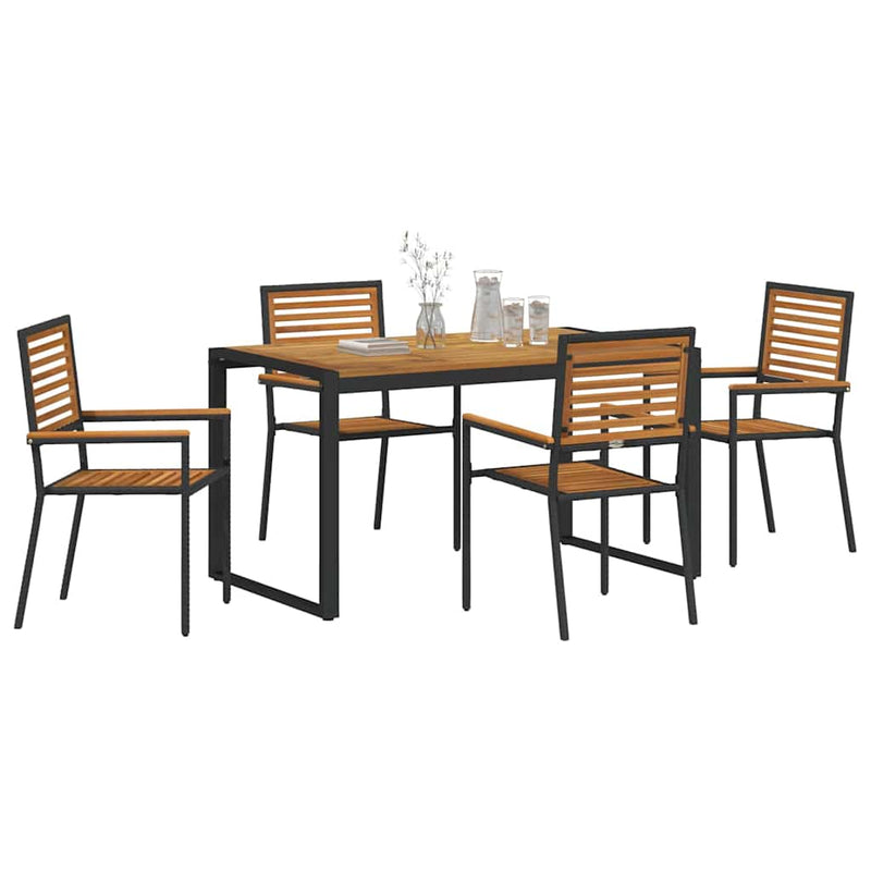 vidaXL Kert étkező szett 5 pcs Fekete és Fa 140 x 80 x 75 cm