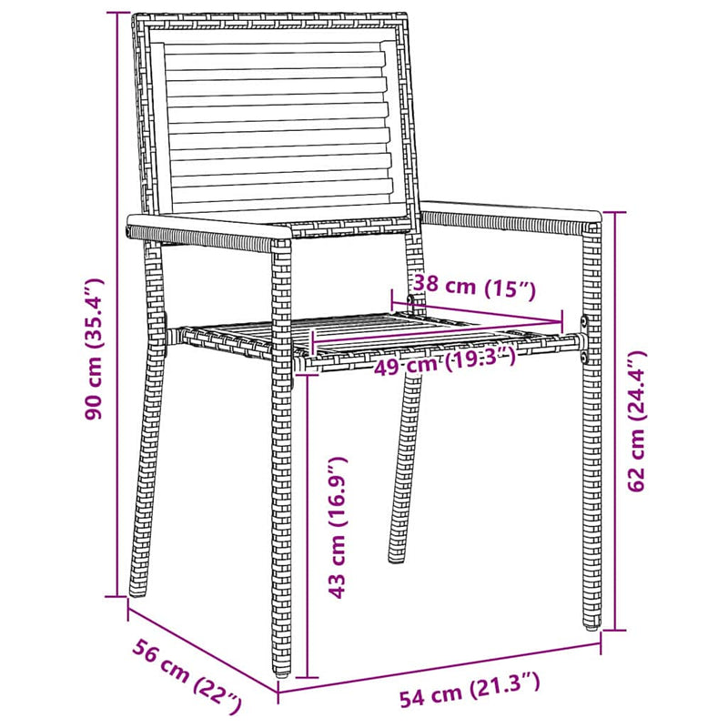 vidaXL Kert étkező szett 5 pcs Fekete és Fa 140 x 80 x 75 cm
