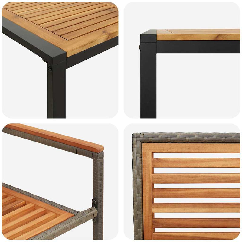 vidaXL Kert étkező szett 5 pcs Szürke és Fa 140 x 80 x 75 cm