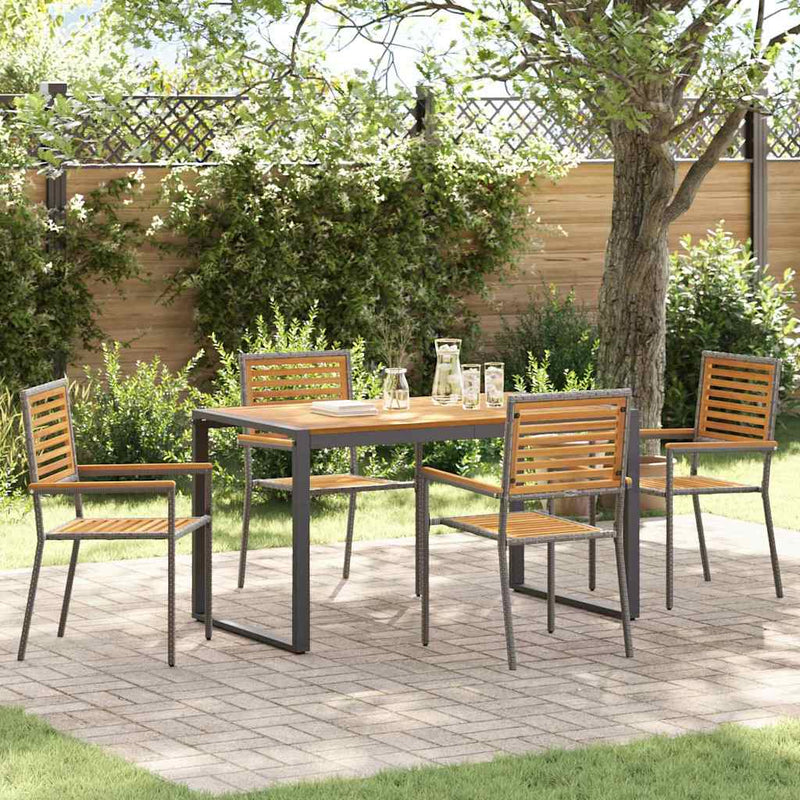 vidaXL Kert étkező szett 5 pcs Szürke és Fa 140 x 80 x 75 cm
