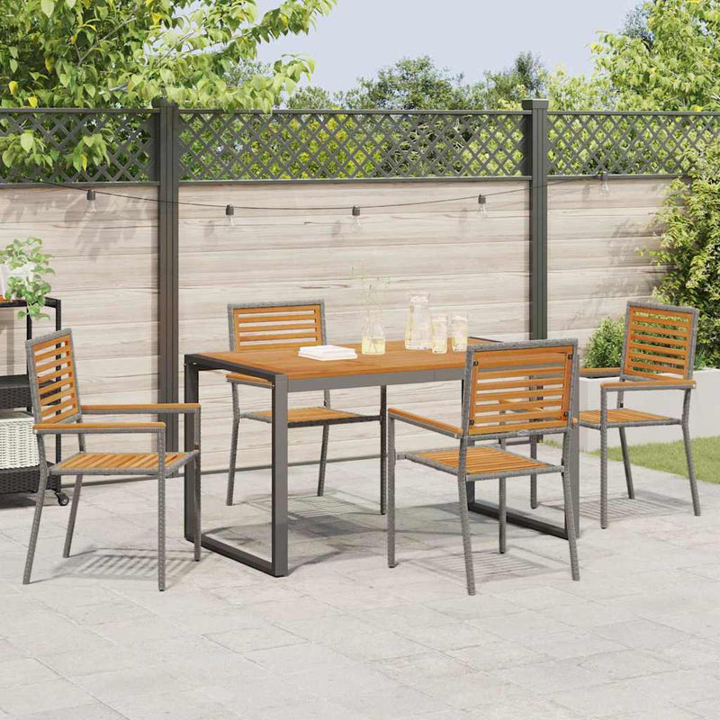 vidaXL Kert étkező szett 5 pcs Szürke és Fa 140 x 80 x 75 cm
